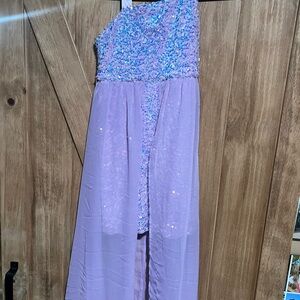 Lilac Sequin One-Shoulder Girls' Formal Dress